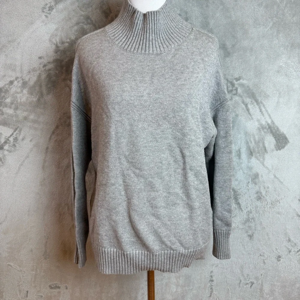 Magaschoni Mock Turtleneck Cozy Gray Sweater Wmn’s Petite Sz S
